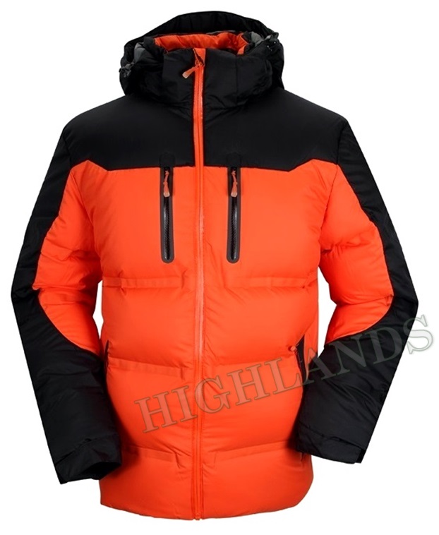 Waterproof down jacket with 700+FP water repellent down, laminated shell and seam tape, box baffle c...
